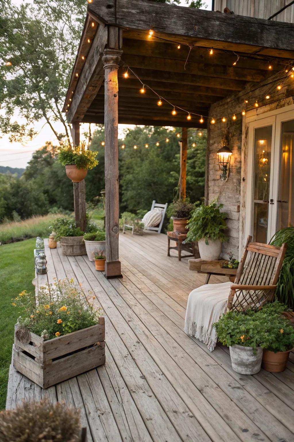 A naturalistic deck design fashions a captivating and welcoming ambiance.
