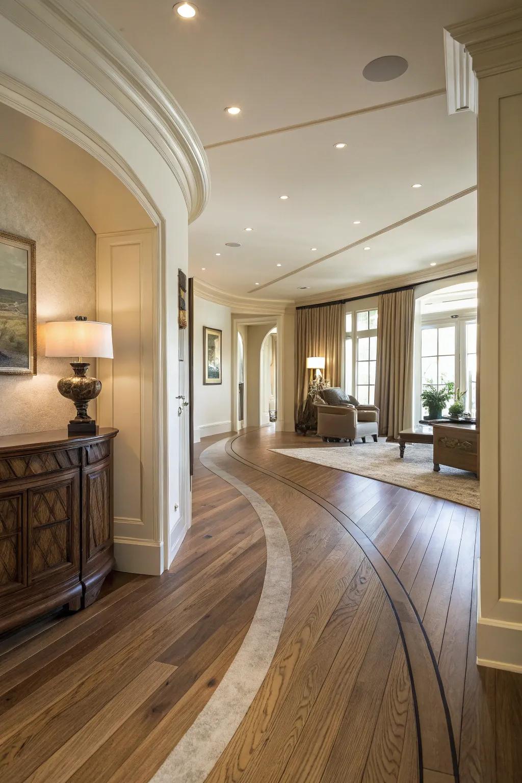 Rounded bridges inject beauty and a smooth movement between spaces.