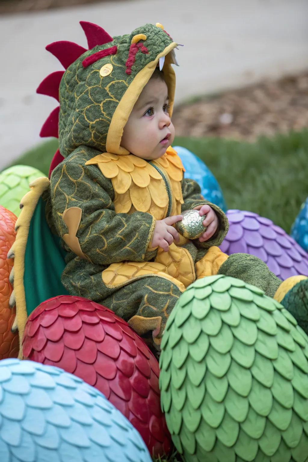 A fiery dragon costume, perfect for a little adventurer ready to explore Halloween.