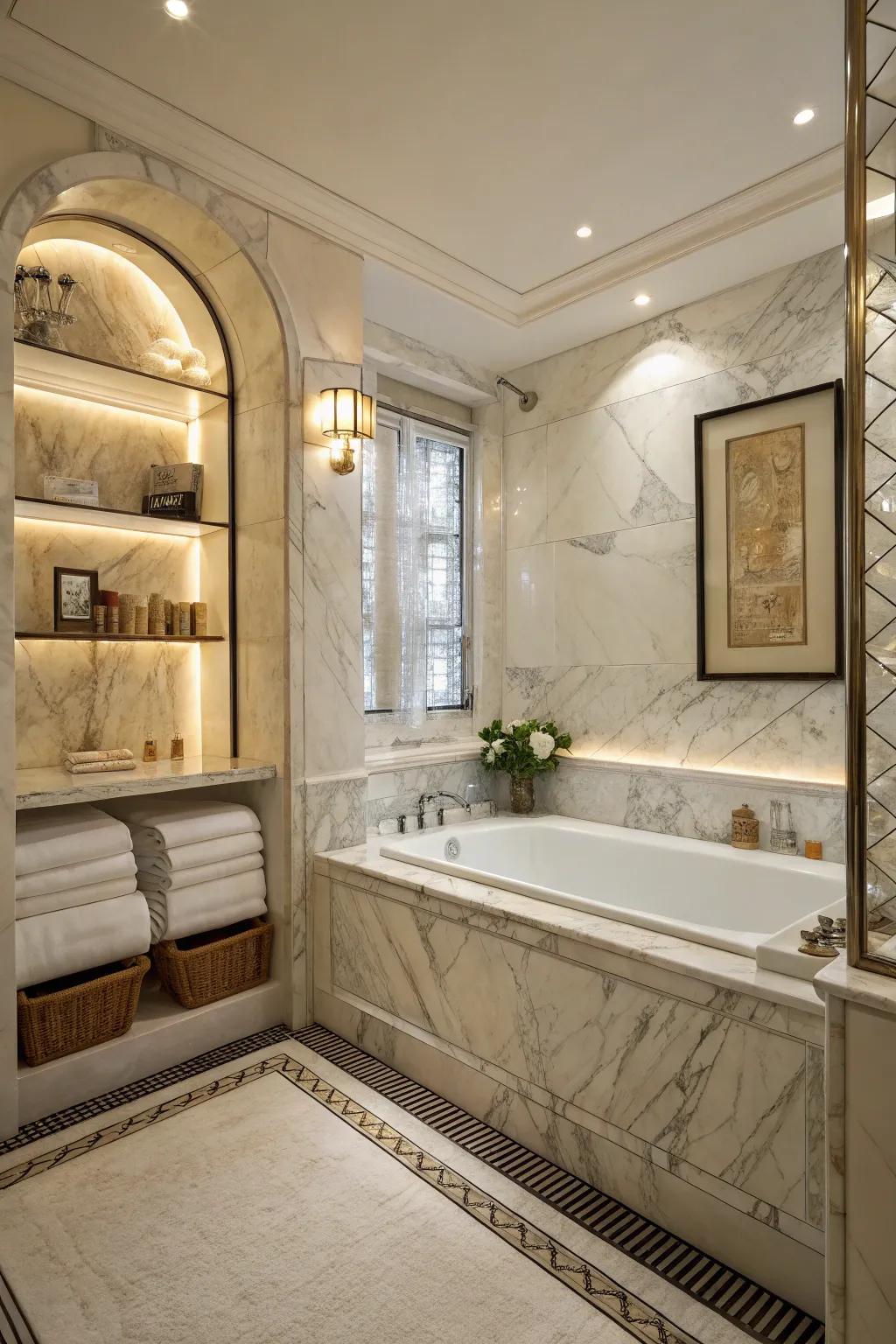 Introduce lasting elegance with polished stone features.