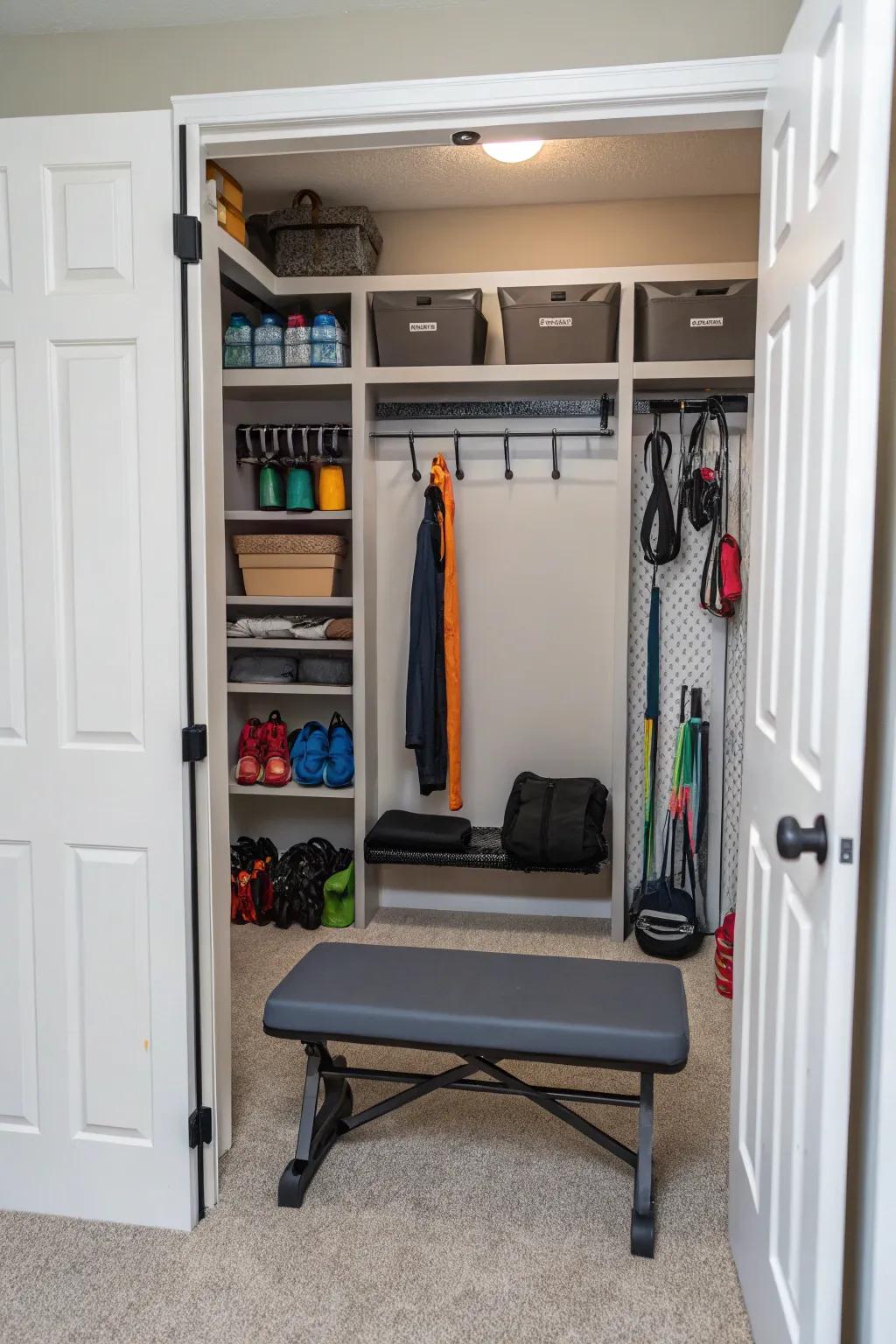 A cupboard gym gives you somewhere discreet to workout.