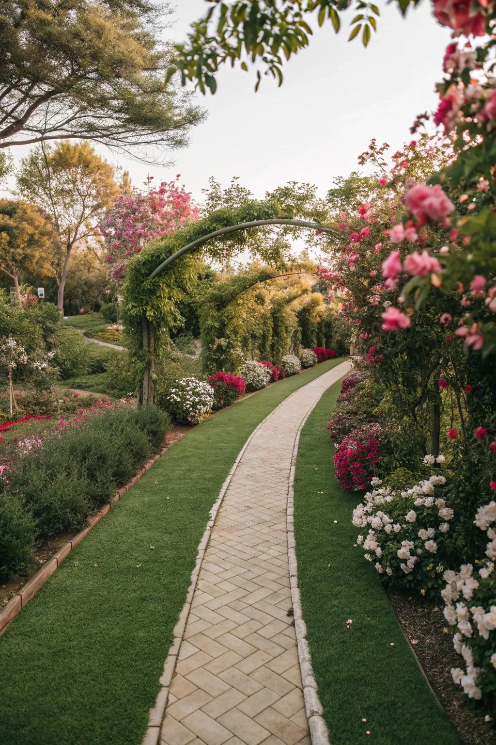Elevate your garden path with vibrant synthetic turf edging.