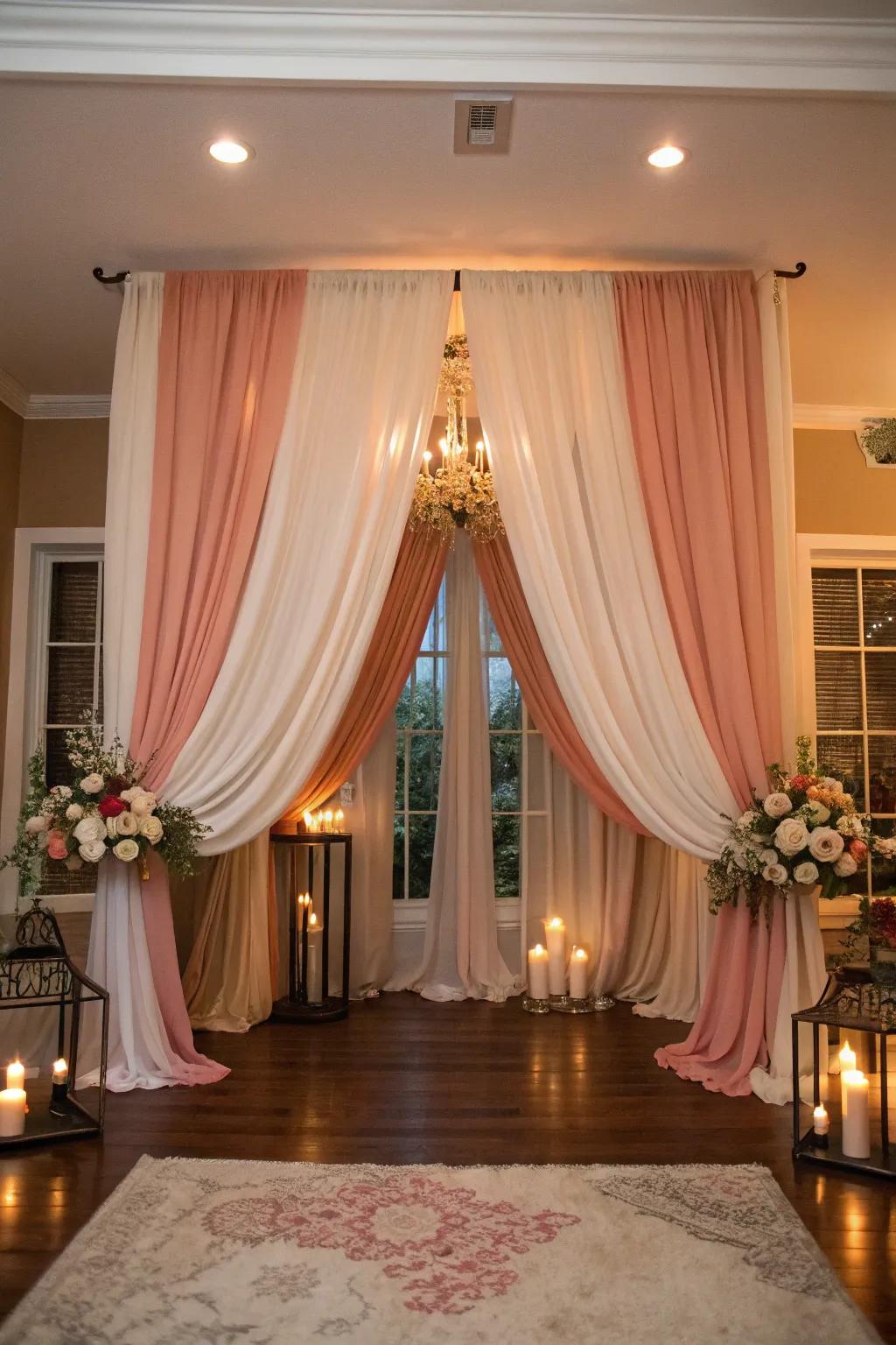 Create elegance with soft fabric drapery.