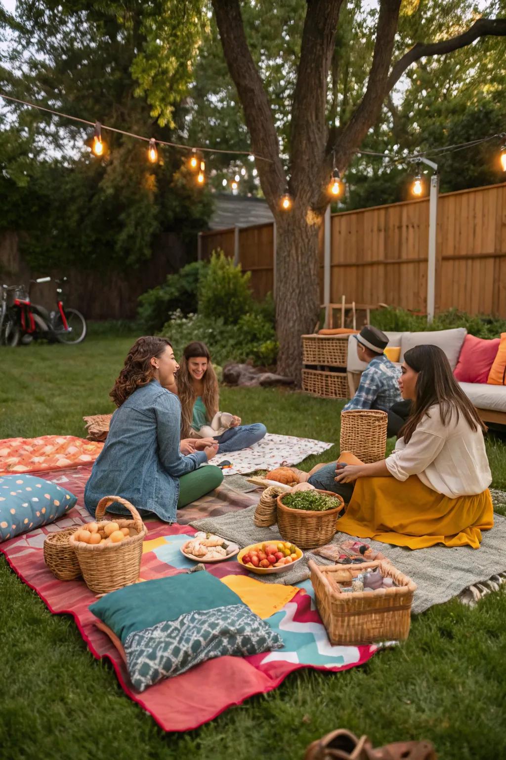 Garden relaxations supply a tranquil dining ambiance.