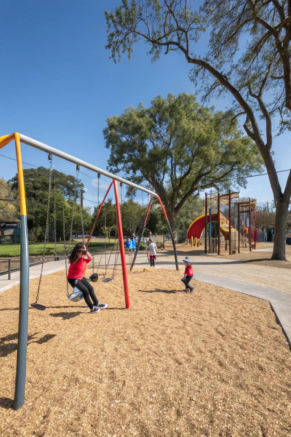 A fun and safe activity zone on finely crushed rock, perfect for kids.