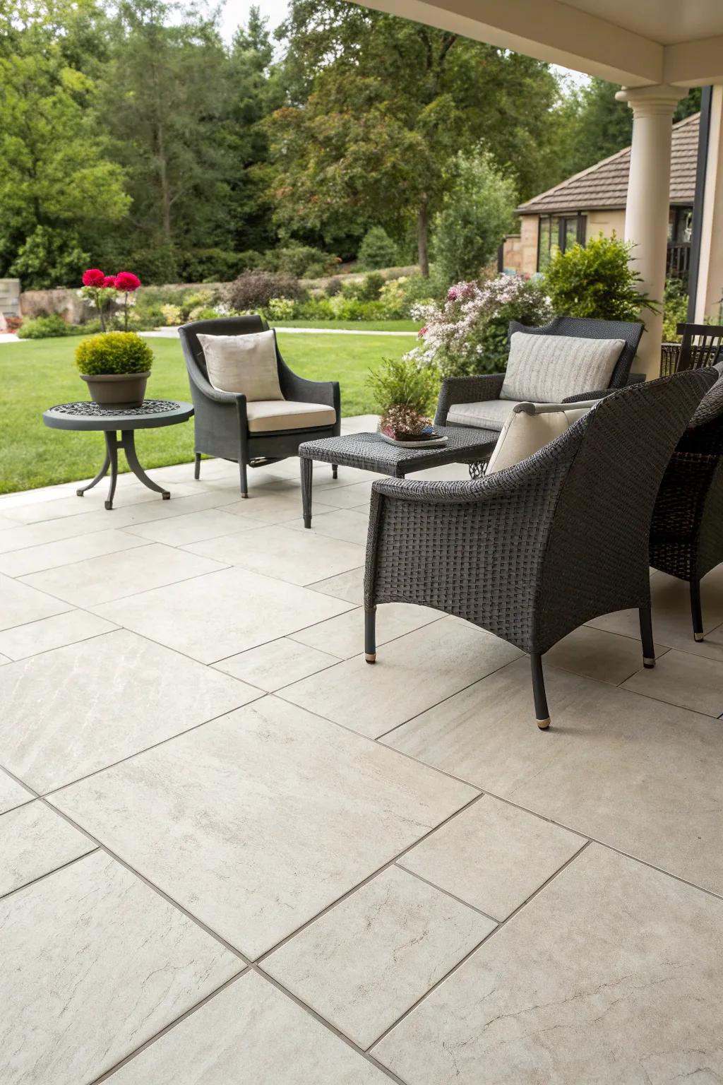 Tiles add a hint of grace and sophistication to patios.