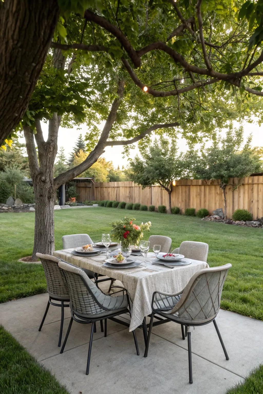 Outdoor dining spaces authorize remarkable meals beneath the celestial sphere.