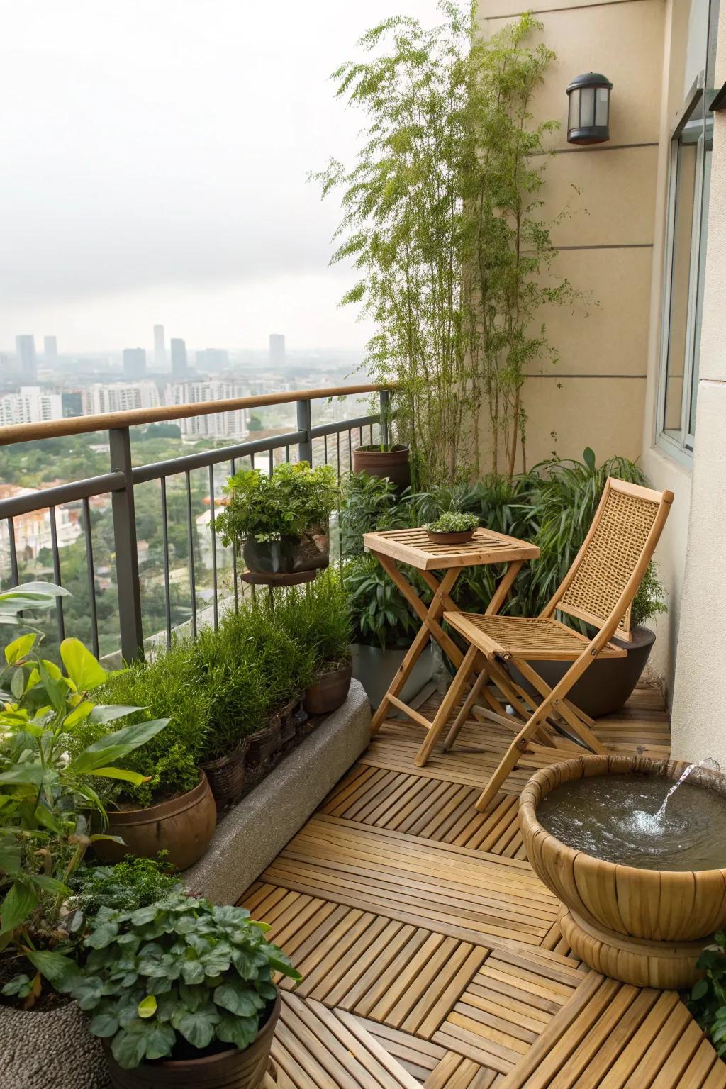 Cane flooring provides a sustainable and organic aesthetic, ideal for eco-conscious spaces.