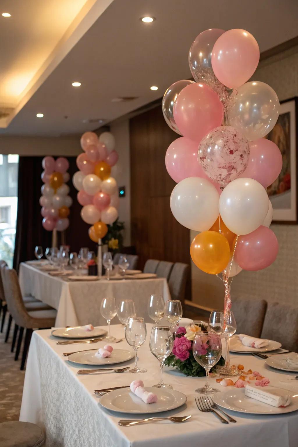 Refined balloon embellishments introduce a hint of sophistication to any table.