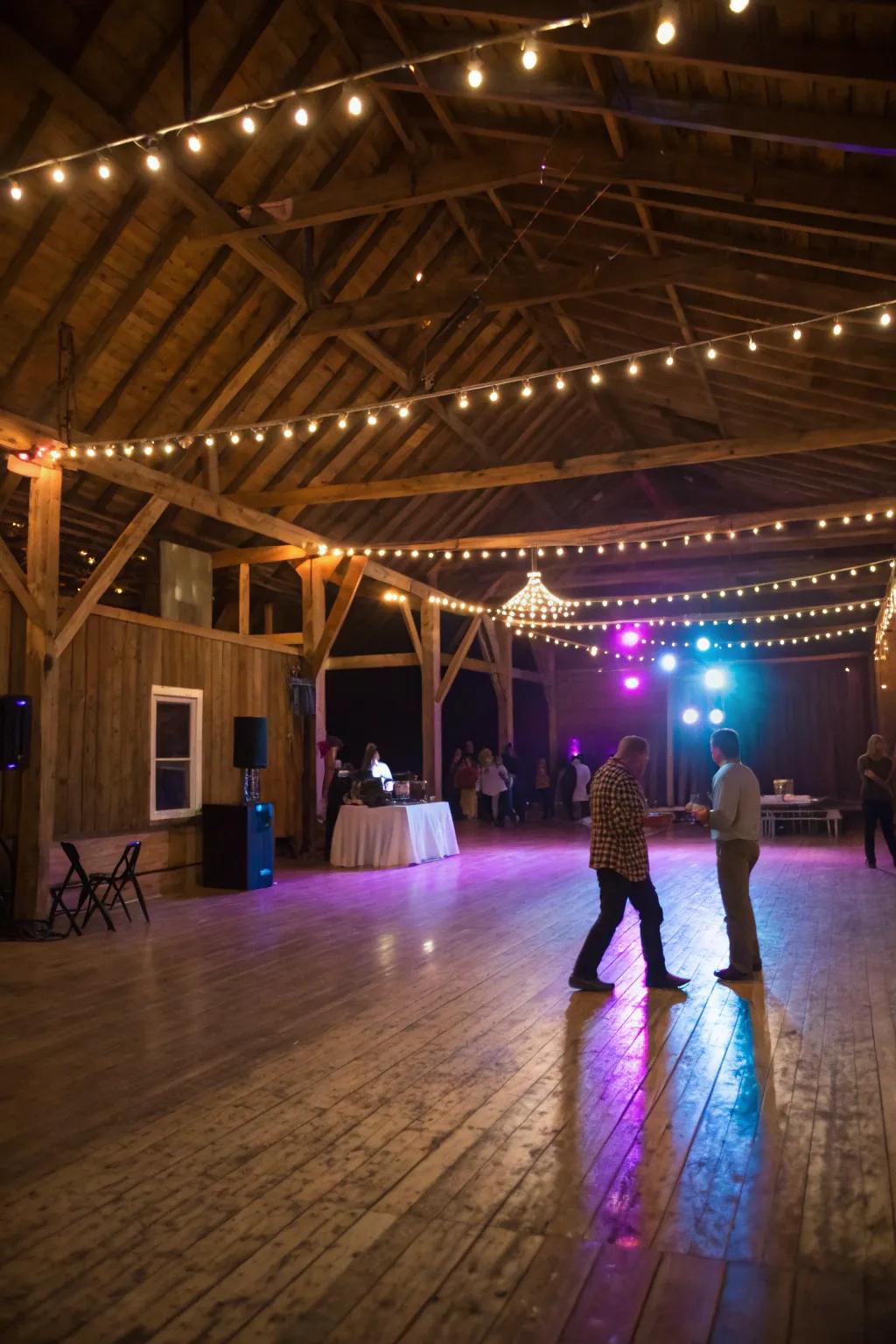 A well-lit dance floor is the heartbeat of any barn dance.