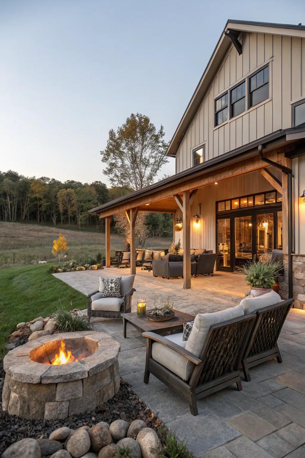 Exterior existence areas enhance the home's connection to nature.