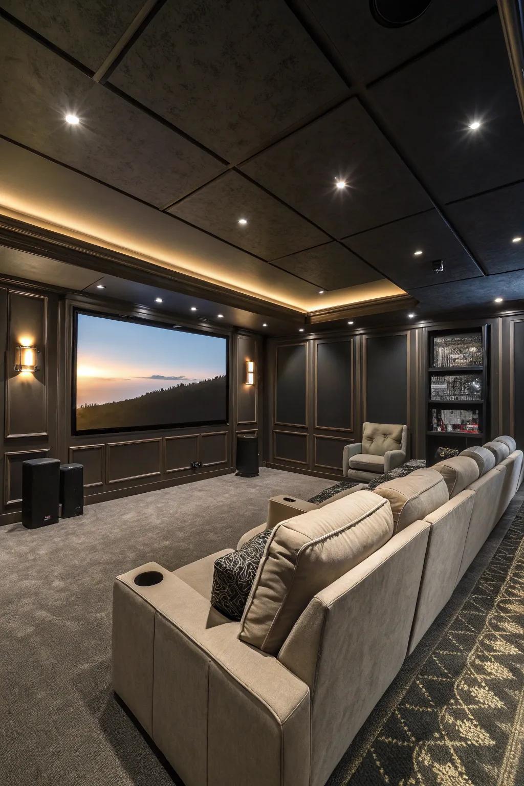 Out-of-sight tech crafts a refined and uncluttered ambience within your bespoke home theater.