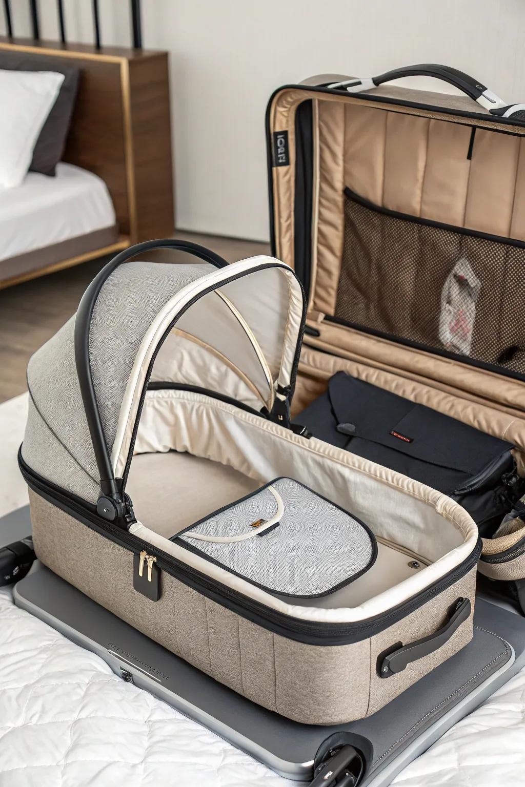Travel with unparalleled ease using a portable bassinet.