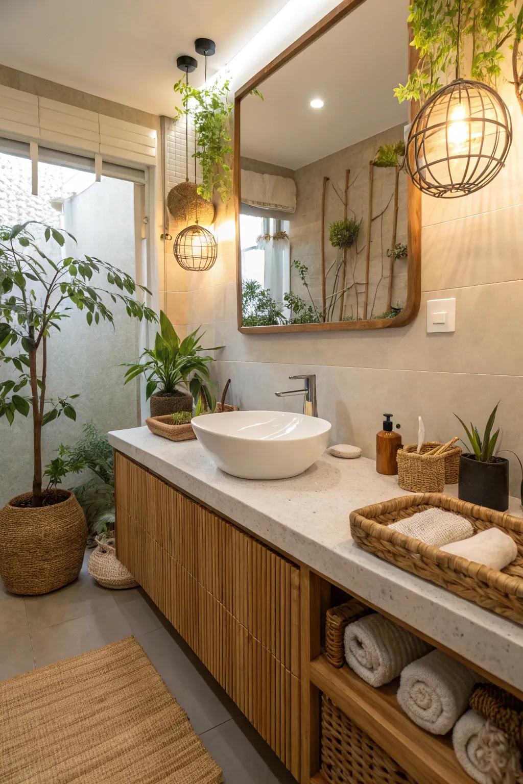 Cane countertops offer a sustainable and chic option.