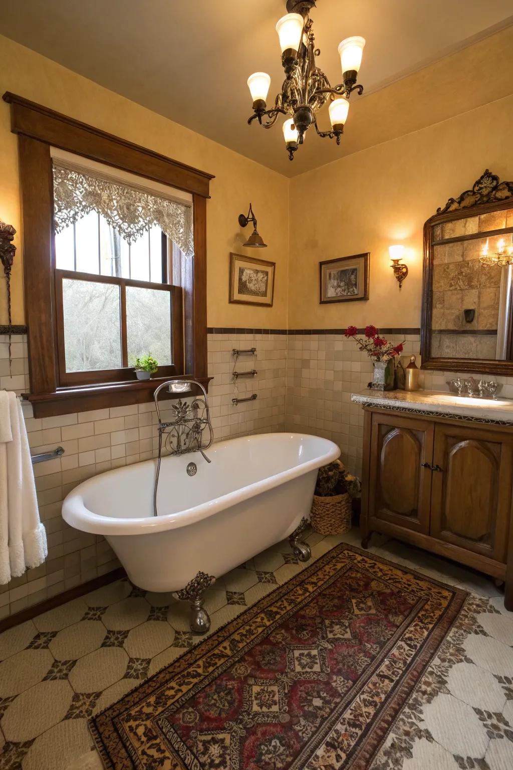 A vintage-style bathroom layout that charms with its timeless appeal.