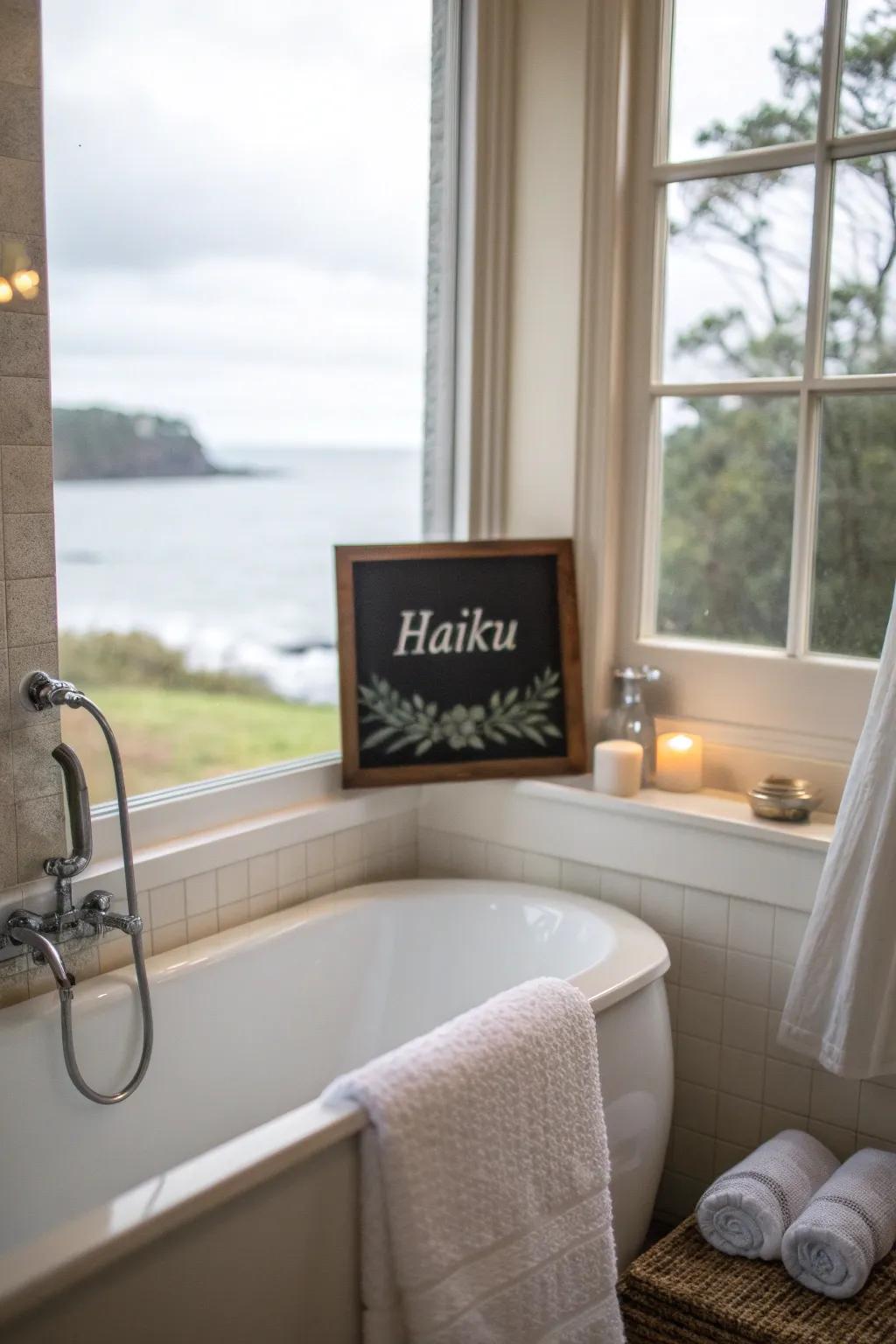 With poetic bathroom markers, inject art into your space.