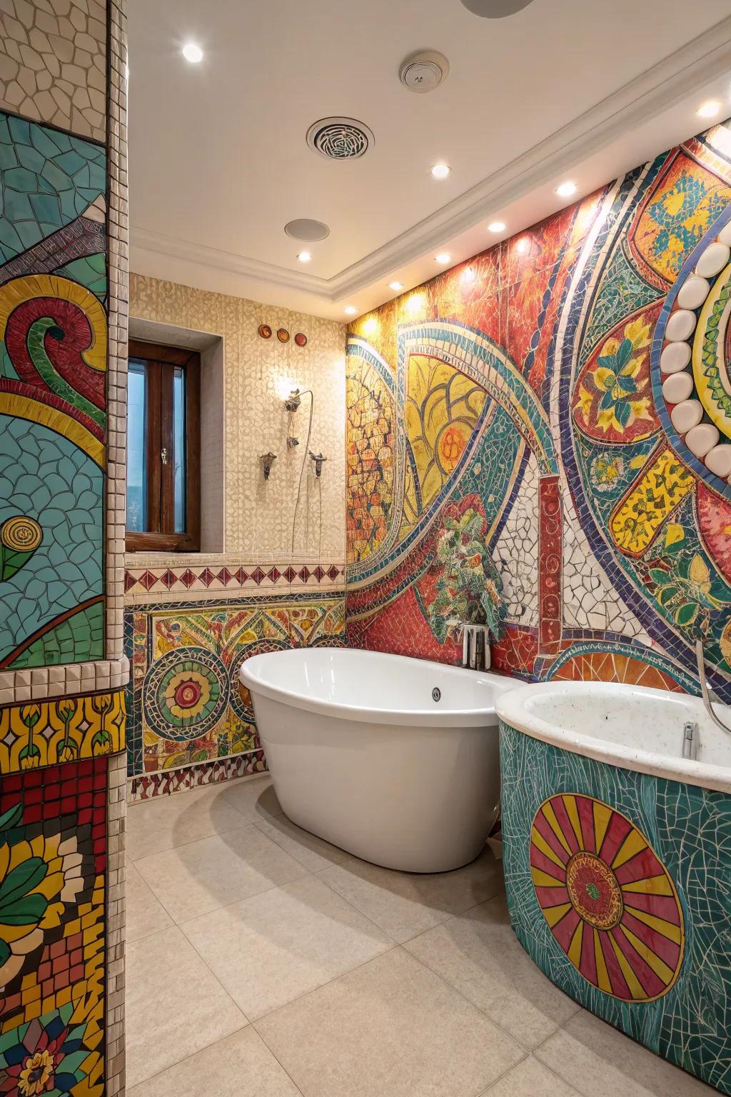 Turn your bathtub into a work of art with tile accents.