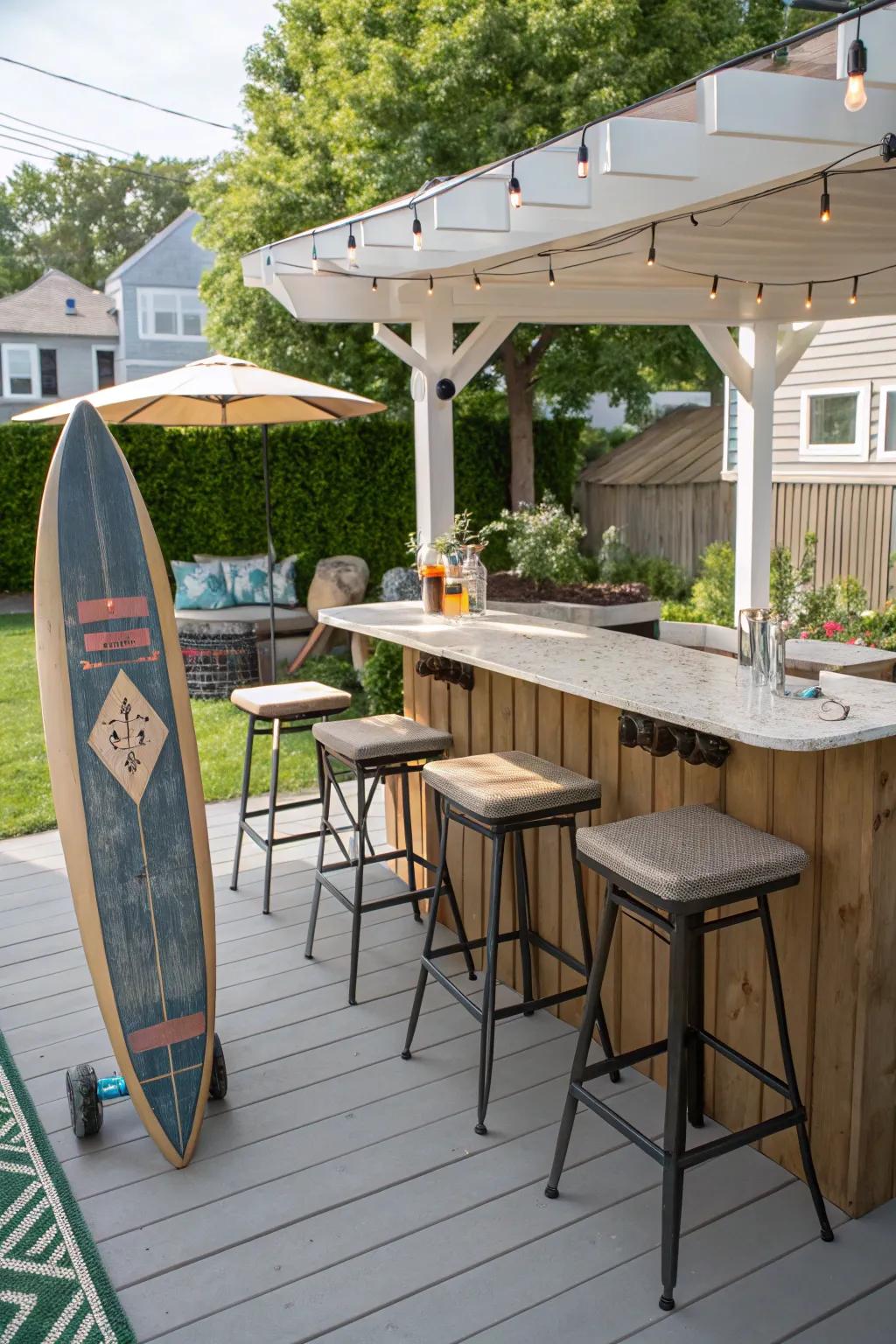 An outdoor bar can be a fun addition to your yard.