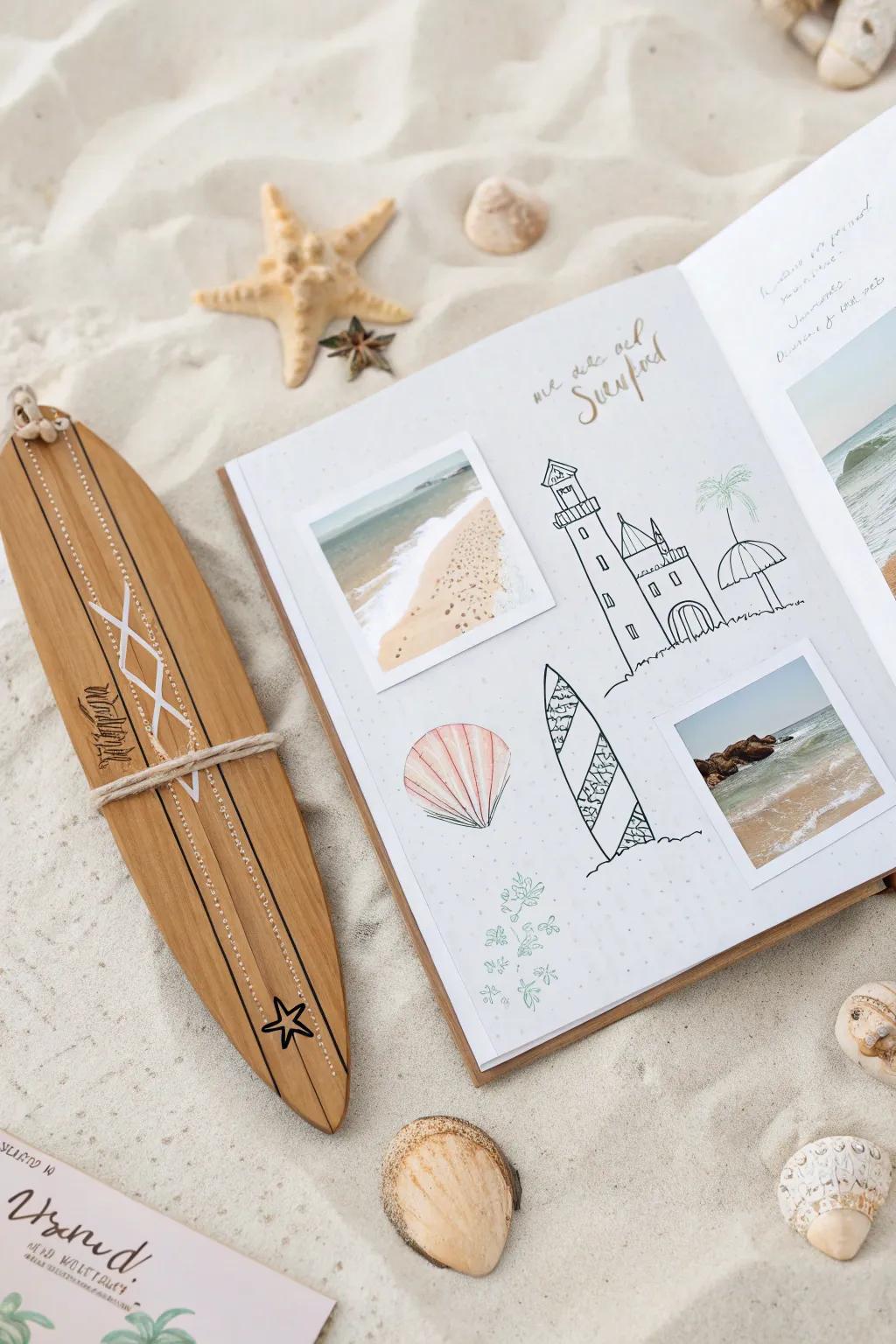 Feel the essence of an idyllic beach day with minimalist scrapbook touches. 🌊🏄&zwj;♀️