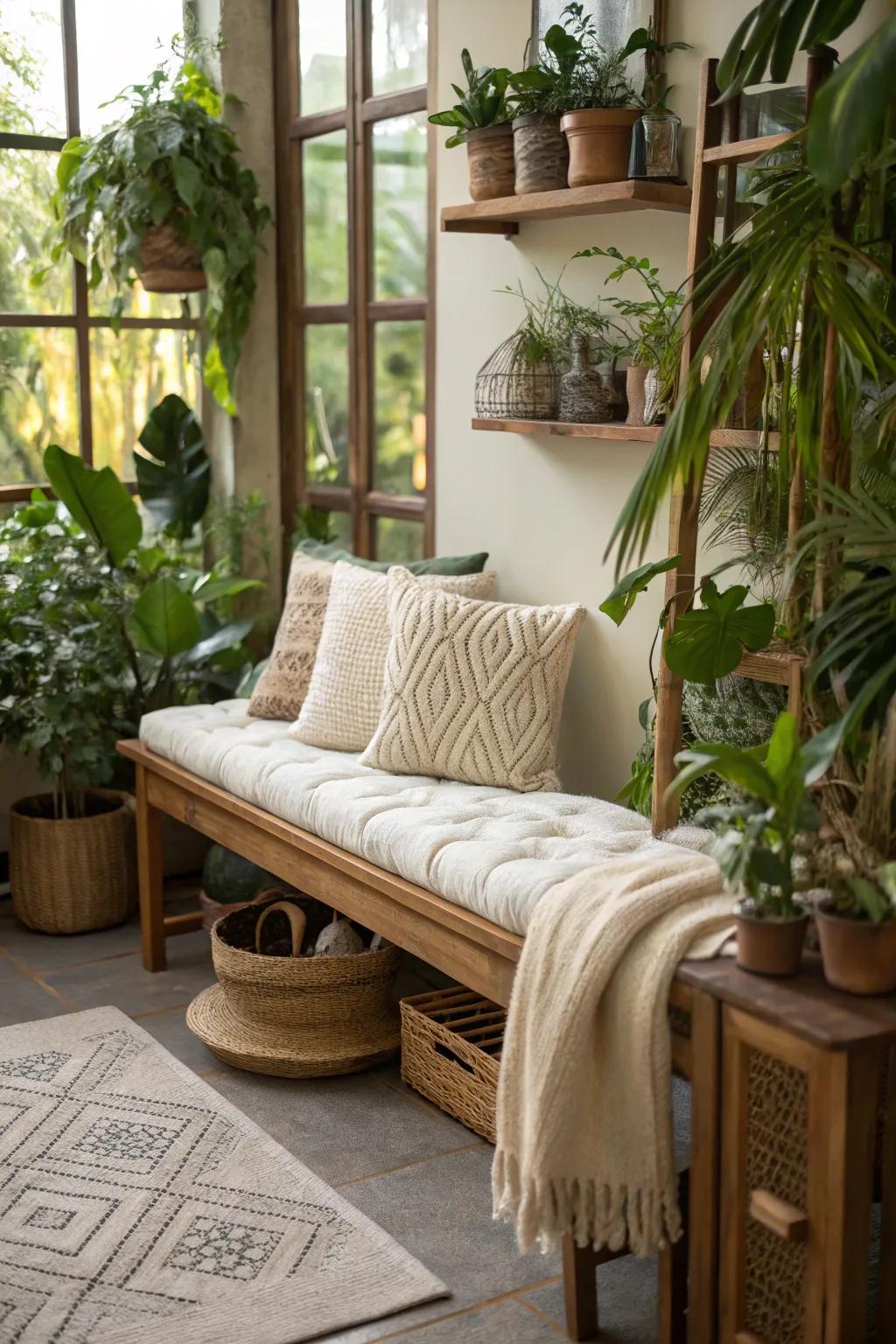 Raw fiber seats contribute eco-conscious sophistication to your bench.