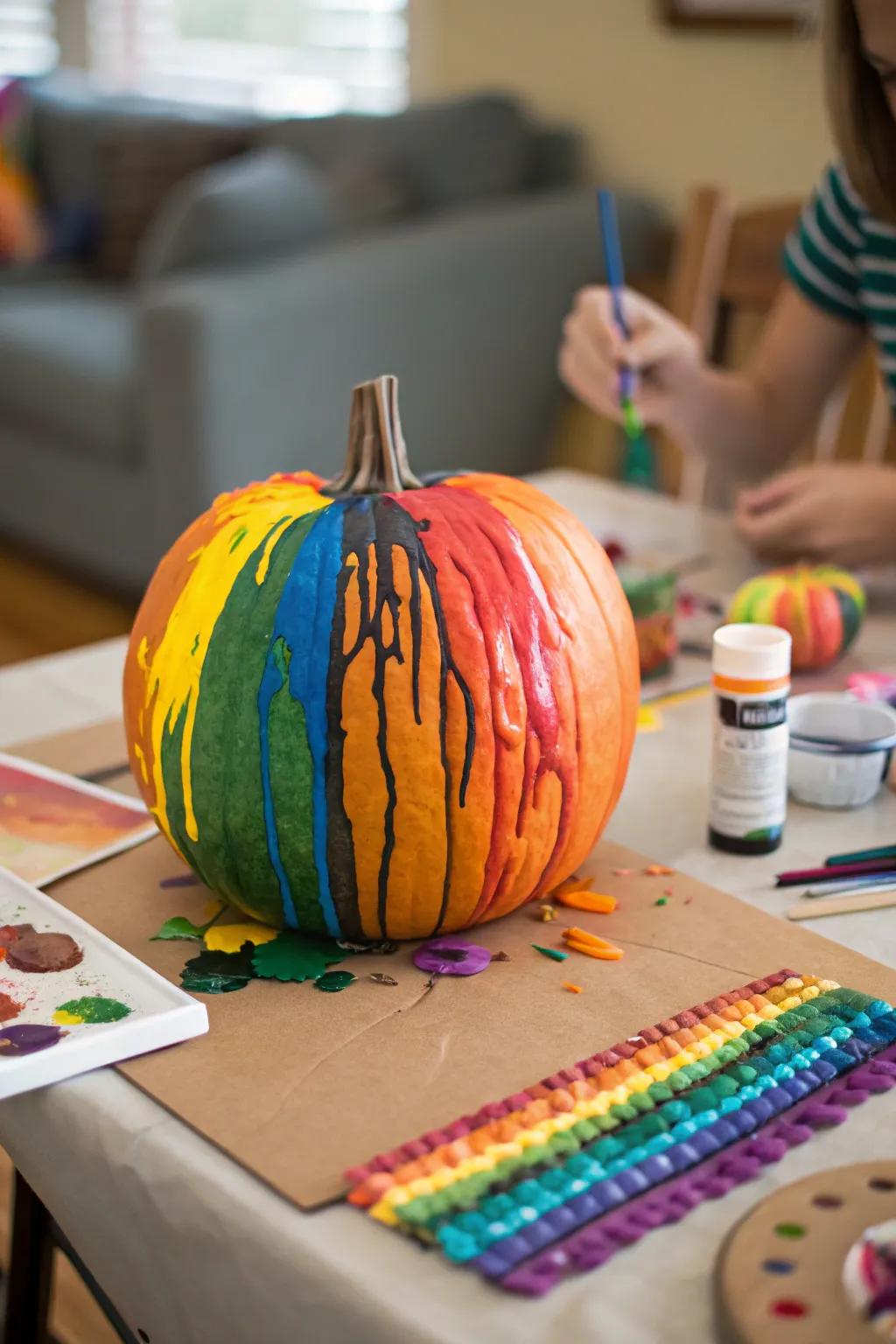 Transform your pumpkin into a colorful wax masterpiece.