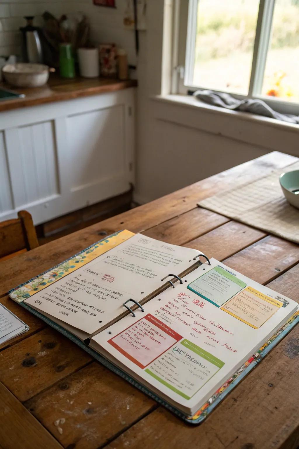 Kitchen binder to arrange all recipes in one place.
