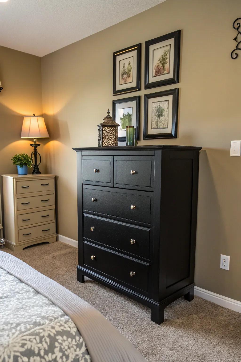 Furniture with notable contrasts makes a stylish statement.
