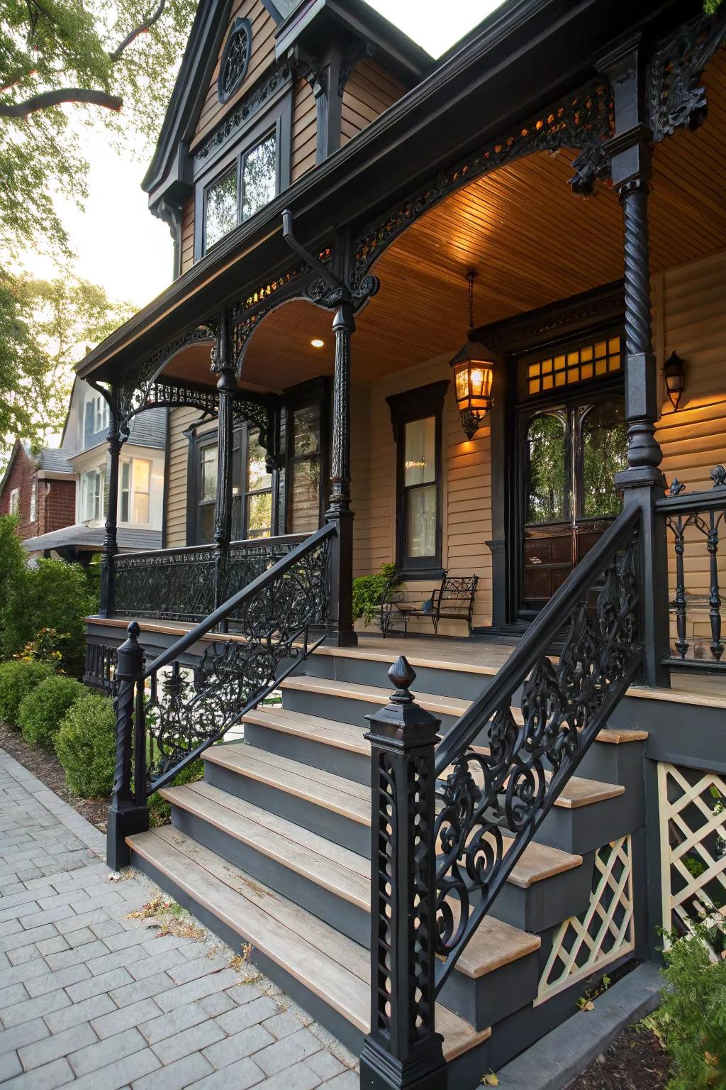 Make a statement using bold, all-black railings.