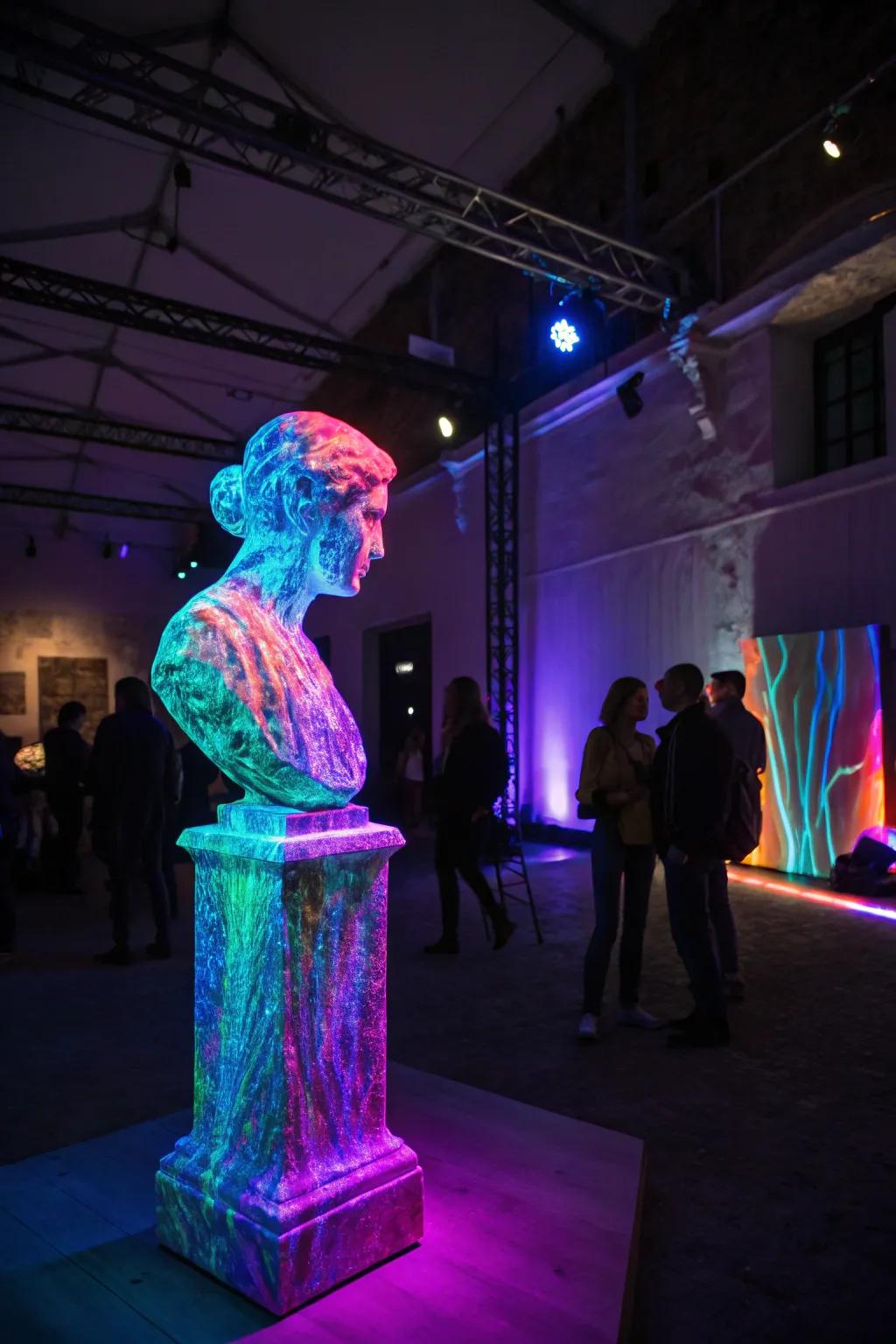 Allow your art to radiate using UV-reactive pieces.