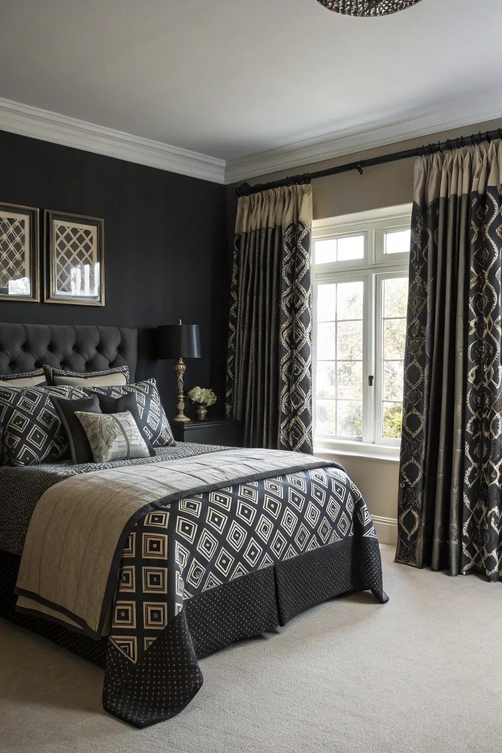 Blending patterns can append profundity to a monochromatic chamber.