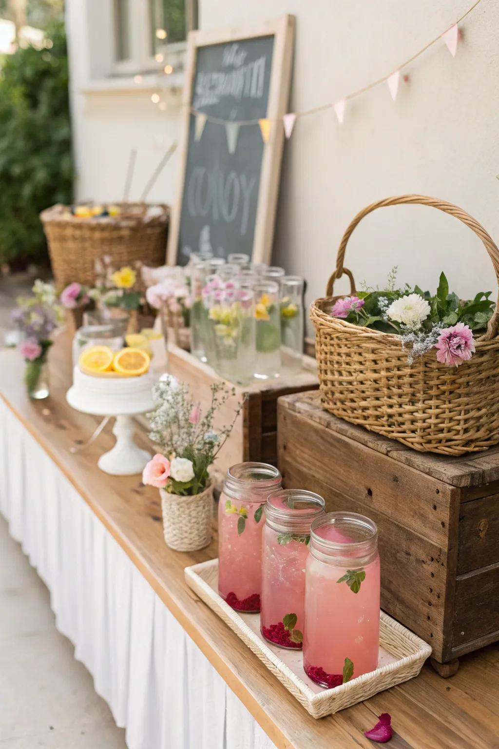 A themed drink stand is both refreshing and stylish.