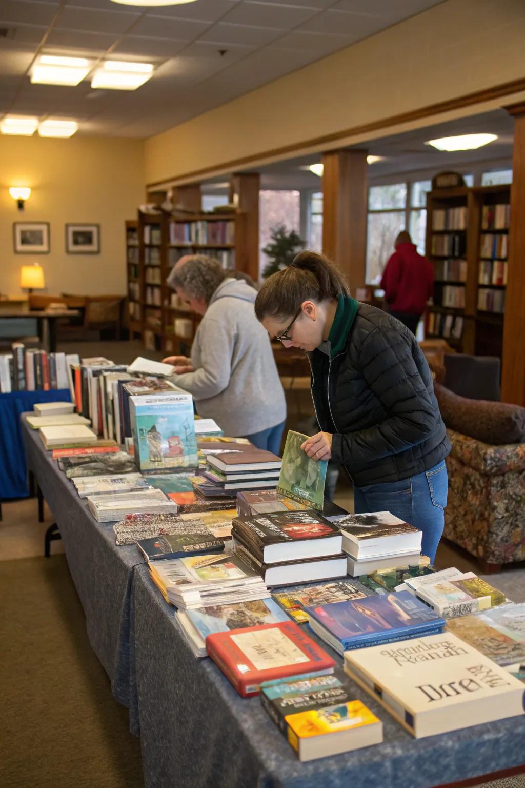 A corner set up for guests to exchange books.