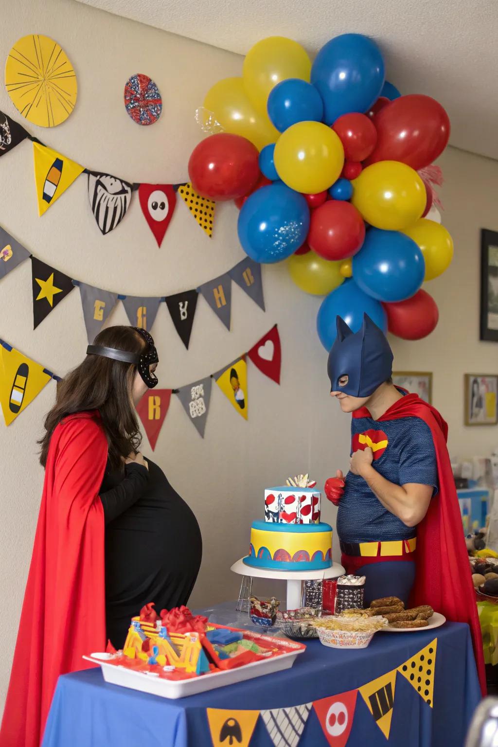 A superhero-themed baby shower ready for activity and adventure
