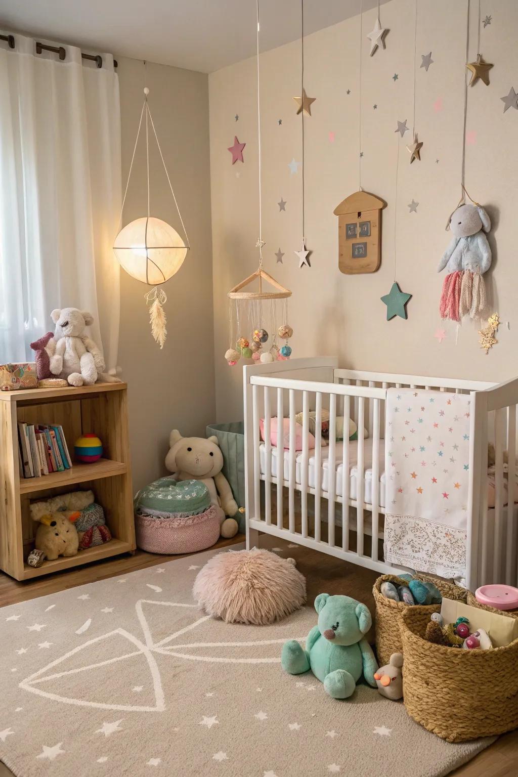 Themed details animate the nursery's concept.