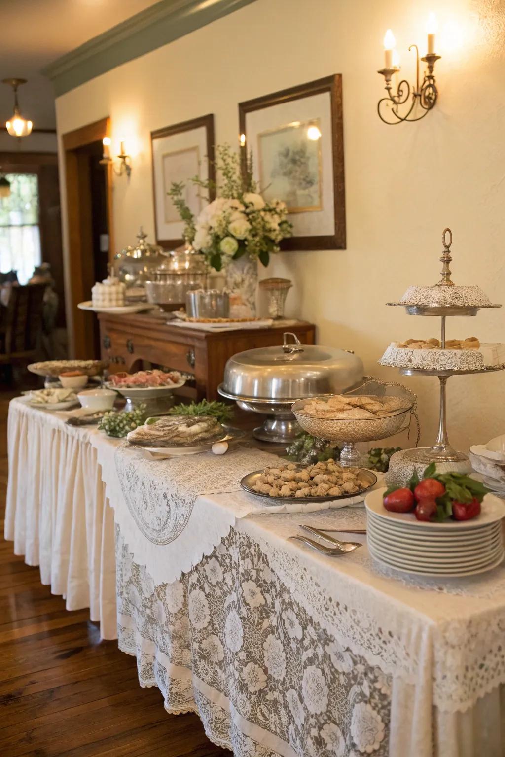 Old time feeling brings nostalgia and charm to your buffet.