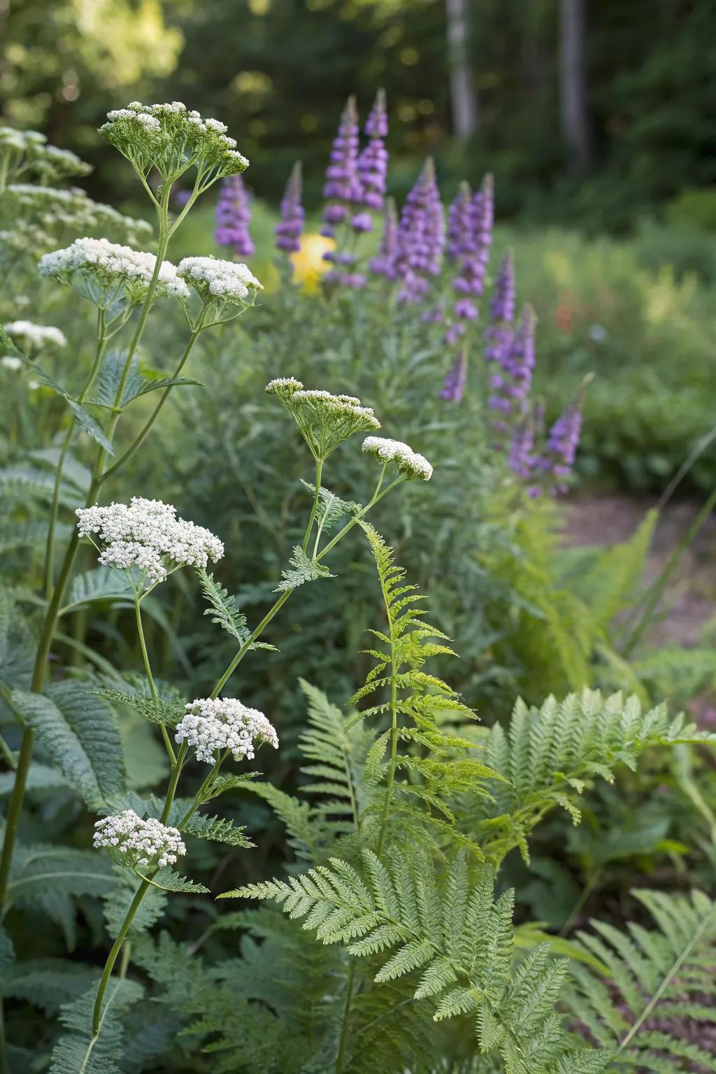 Golden moss and flutter flower come together to form a textured and delightfully unexpected garden partnership.