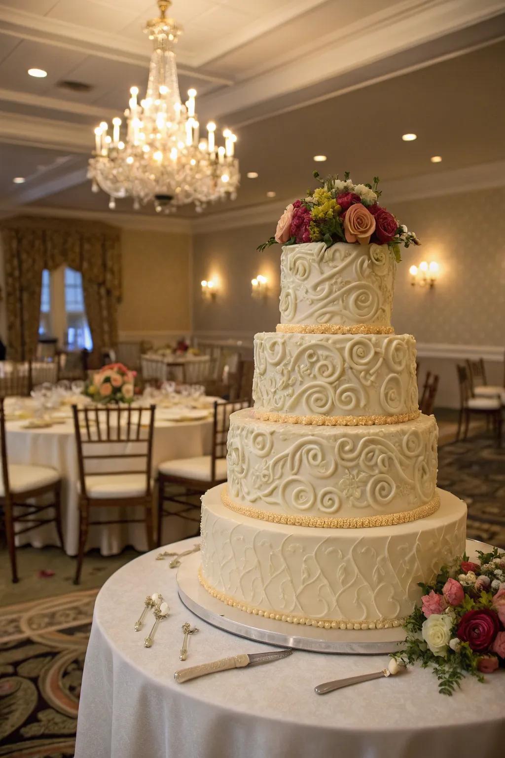 Layered artistry expressed through intricate buttercream designs