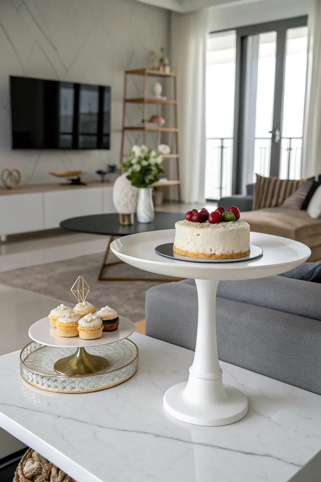 A minimalist cake stand design highlights beauty in simplicity.