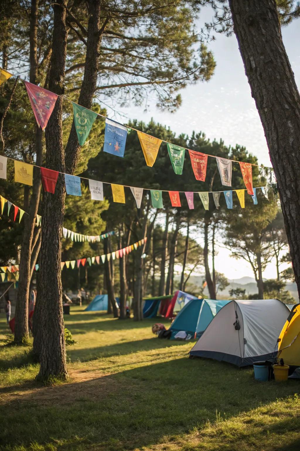 Infuse a festive vibe into your campsite with DIY banners.