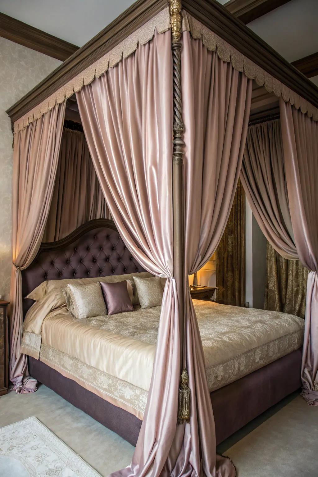 Luxurious draping adds texture and elegance.