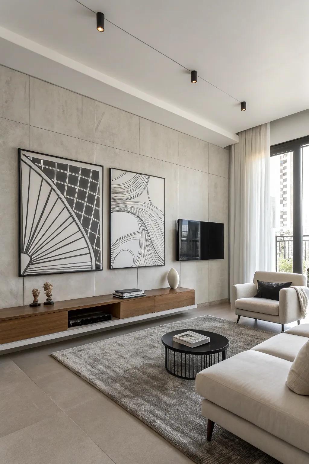 Monochrome simplifying showcased in a modern stay