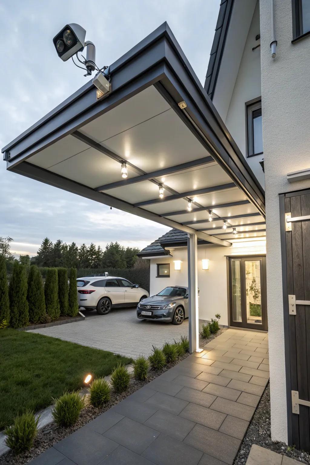 A carport equipped with the latest intelligent technology.