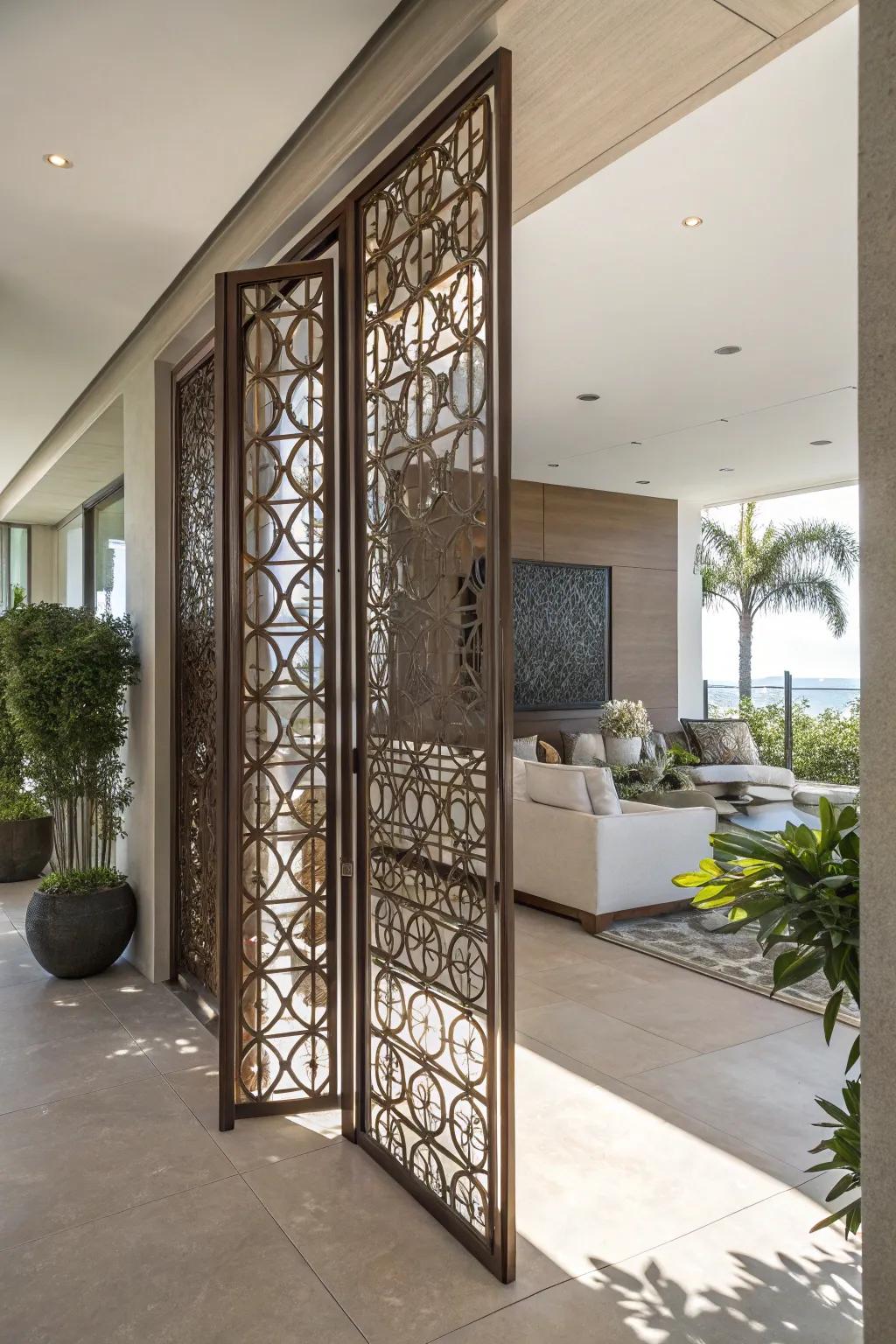 Balance seclusion and style using metal screens.