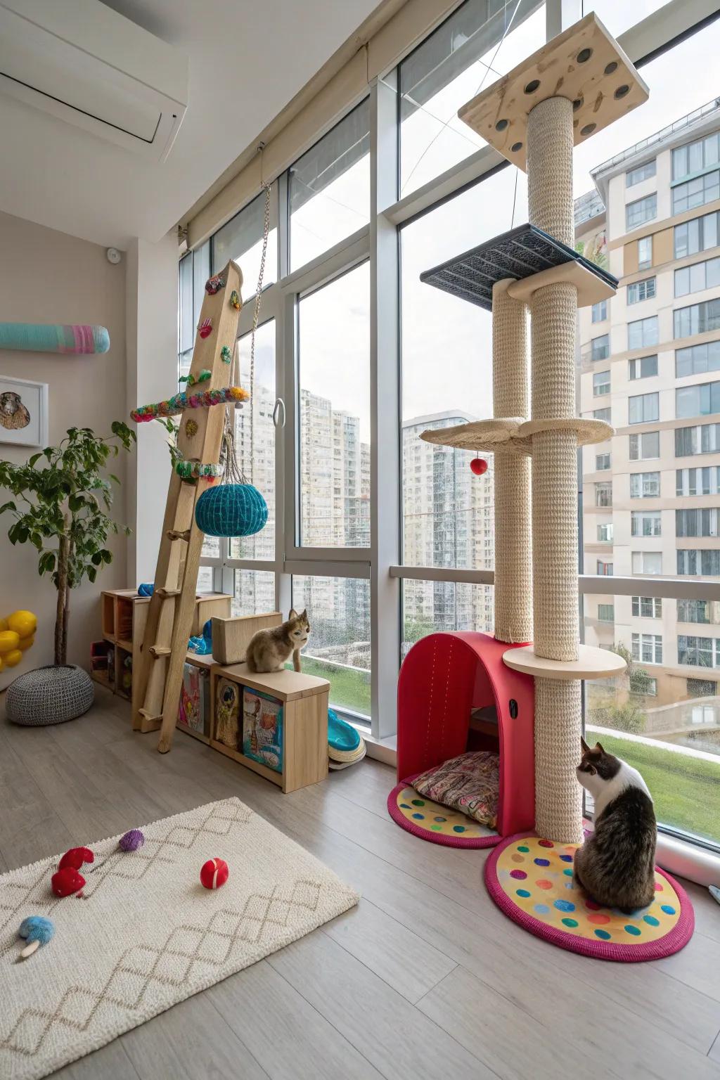 A vibrant area tailored for dynamic cats.