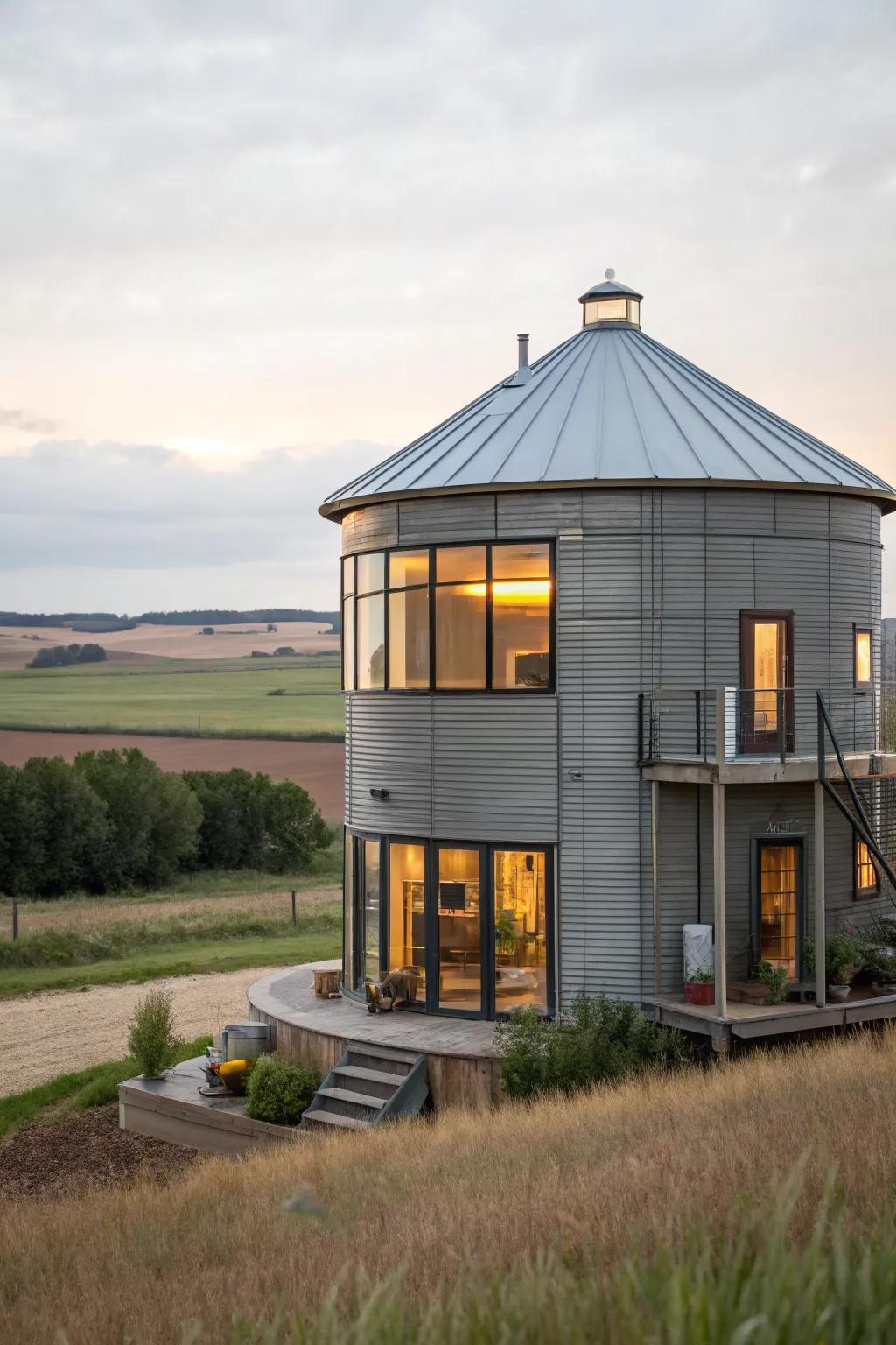 An innovative tower home with a blend of industrial design and modern comfort.