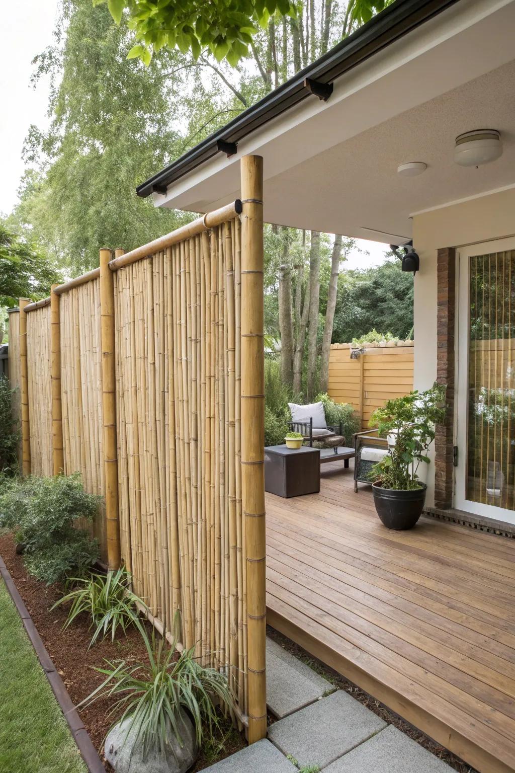 Bamboo screens offer a natural and quick privacy fix.