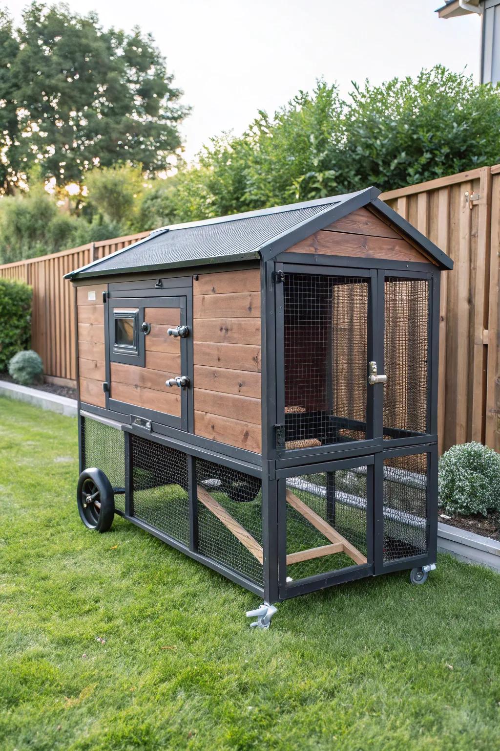 Change your backyard using this elegant and transportable chicken coop. A fresh launch for your flock each week!