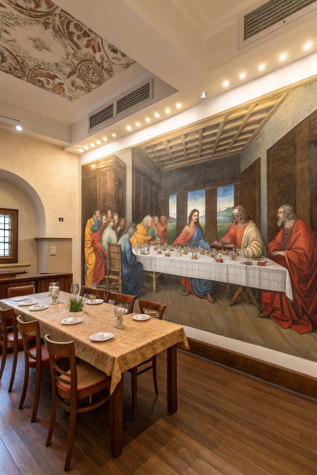 Biblical murals turn walls into captivating focal points.