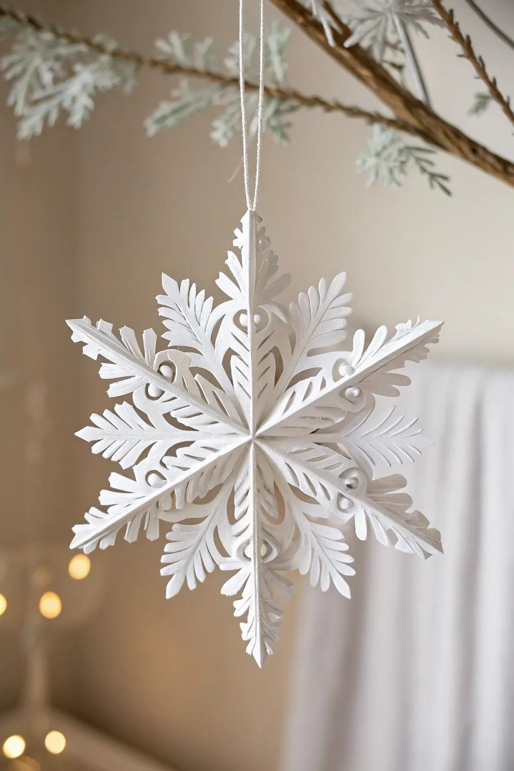 Embrace the beauty of winter using this stunning 3D paper snowflake, a perfect blend of elegance and simplicity.