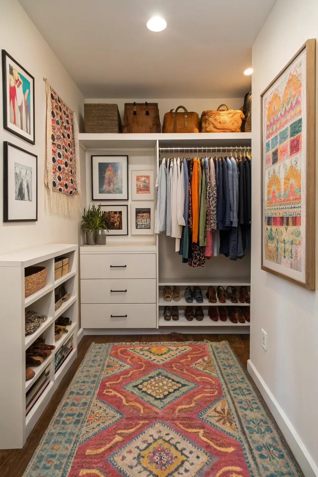 Ornamental elements infuse individuality into your closet space.